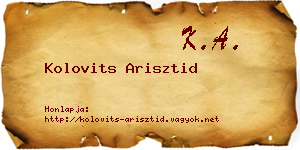 Kolovits Arisztid névjegykártya